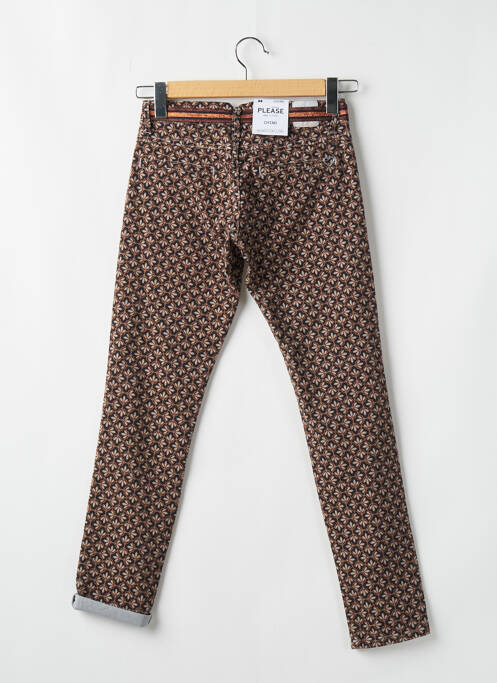 Pantalon chino fermeture zippée sous rabat boutonné taille normale marron PLEASE femme