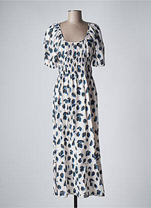 Robe longue coupe évasée manches courtes bleu COMPAÑIA FANTASTICA femme