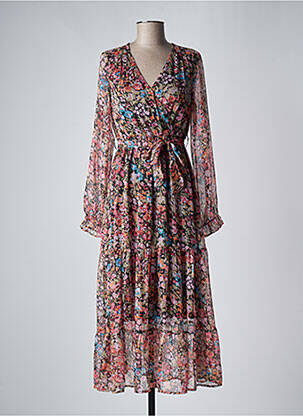 Robe longue imprimé fleurs manches longues noir VERO MODA femme