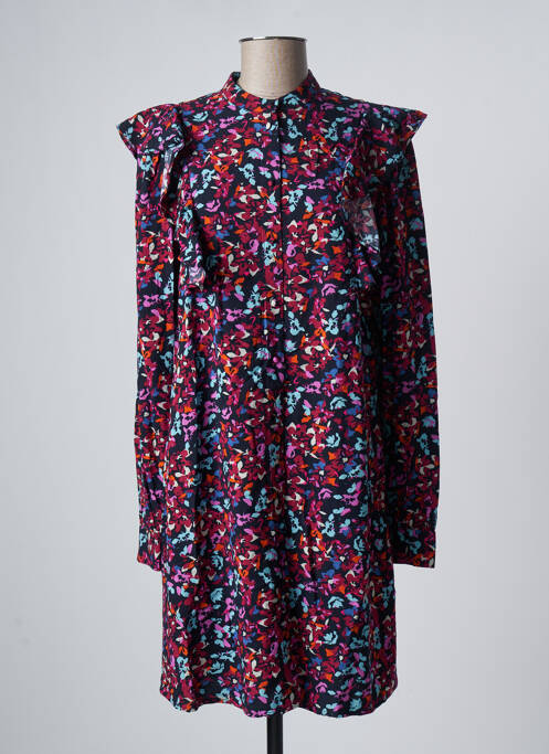 Robe mi-longue coupe fluide manches longues bleu PIECES femme