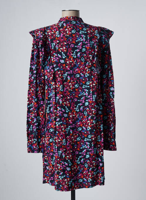 Robe mi-longue coupe fluide manches longues bleu PIECES femme