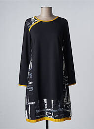 Robe mi-longue imprimé fantaisie manches longues noir EVALINKA femme