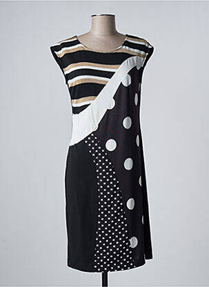 Robe mi-longue manches courtes manches courtes noir EVALINKA femme