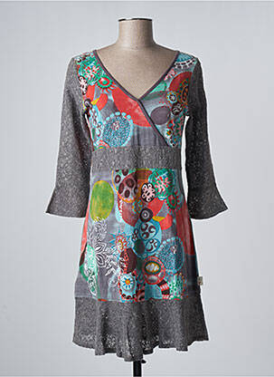 Robe courte manches 3/4 manches 3/4 gris SAVAGE CULTURE femme