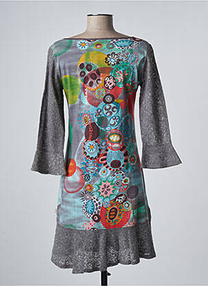 Robe courte manches 3/4 manches 3/4 gris SAVAGE CULTURE femme