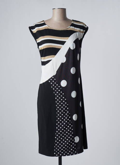 Robe mi-longue manches courtes manches courtes noir EVALINKA femme