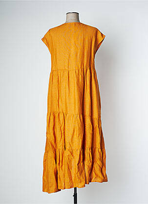 Robe mi-longue manches courtes manches courtes orange NINATI femme