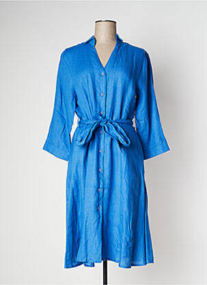Robe mi-longue manches 3/4 manches 3/4 bleu NINATI femme