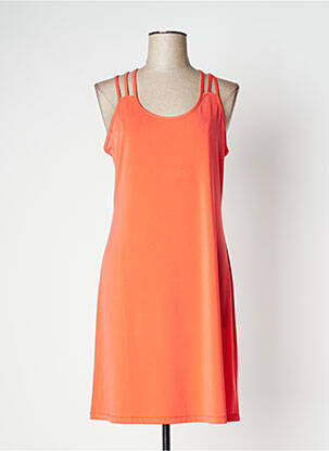 Robe mi-longue col rond fines bretelles orange VANIA femme