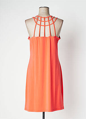 Robe mi-longue col rond fines bretelles orange VANIA femme