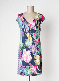 Robe mi-longue imprimé fantaisie manches courtes bleu VANIA femme