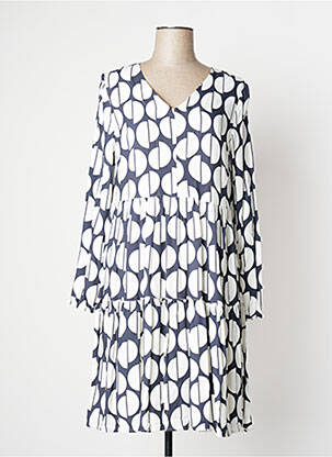 Robe mi-longue imprimé fantaisie manches longues bleu TUZZI femme