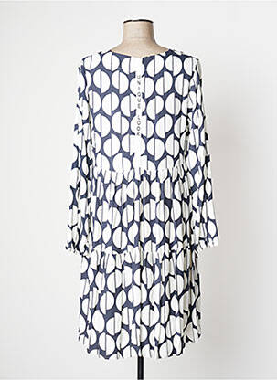 Robe mi-longue imprimé fantaisie manches longues bleu TUZZI femme