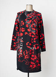 Robe mi-longue imprimé fantaisie manches longues noir TUZZI femme
