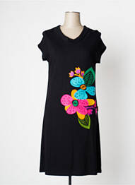 Robe mi-longue manches courtes manches courtes noir MAMATAYOE femme