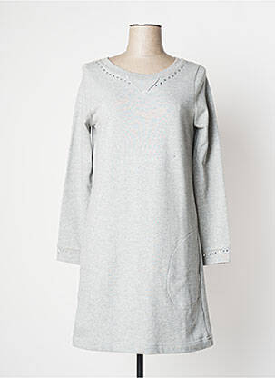 Robe mi-longue manches longues manches longues gris RIVIERES DE LUNE femme