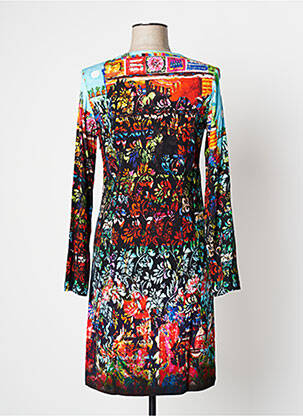 Robe mi-longue imprimé fantaisie manches longues noir AVENTURES DES TOILES femme