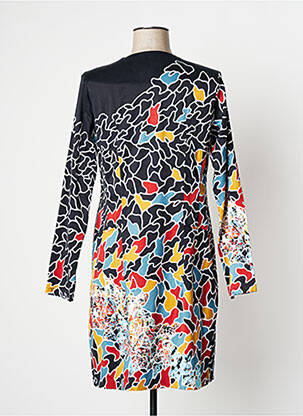 Robe mi-longue imprimé fantaisie manches longues noir AVENTURES DES TOILES femme