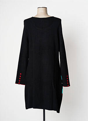 Robe mi-longue imprimé fantaisie manches longues noir AVENTURES DES TOILES femme