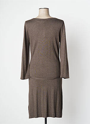 Robe mi-longue manches longues manches longues marron YERSE femme