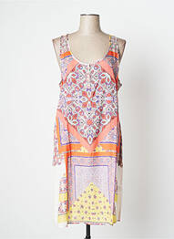 Robe mi-longue imprimé fantaisie sans manche orange YERSE femme