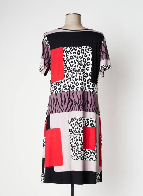 Robe mi-longue imprimé fantaisie manches courtes rouge VANIA femme