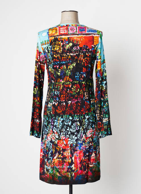 Robe mi-longue imprimé fantaisie manches longues noir AVENTURES DES TOILES femme