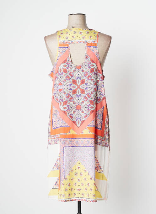 Robe mi-longue imprimé fantaisie sans manche orange YERSE femme