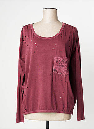 Top tissage jersey manches longues rouge YERSE femme