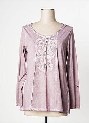 Blouse col rond manches longues rose YERSE femme