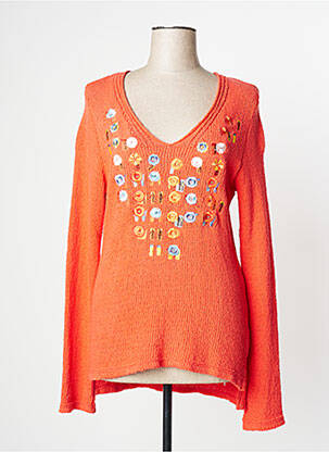 Pull coupe cintrée manches longues orange AVENTURES DES TOILES femme