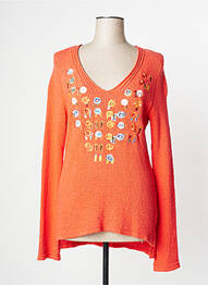 Pull coupe cintrée manches longues orange AVENTURES DES TOILES femme