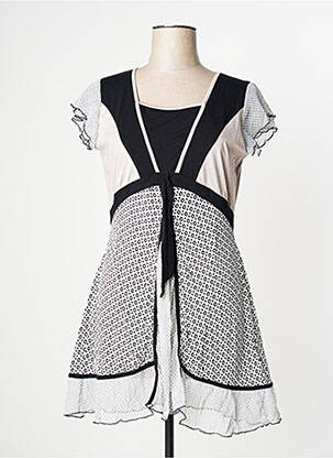 Robe courte manches courtes manches courtes beige EVA WEEK-END femme