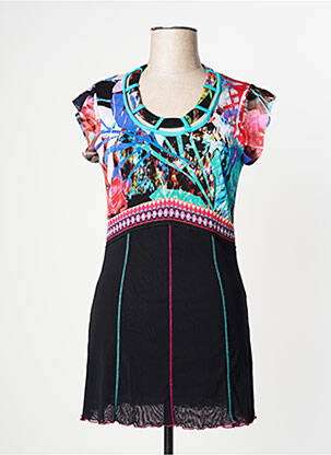 Top imprimé fantaisie manches courtes noir EVALINKA femme