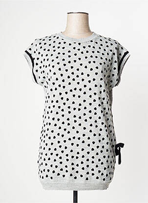 Top stretch manches courtes gris EVA WEEK-END femme