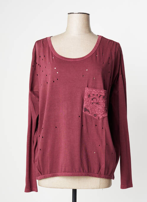 Top tissage jersey manches longues rouge YERSE femme