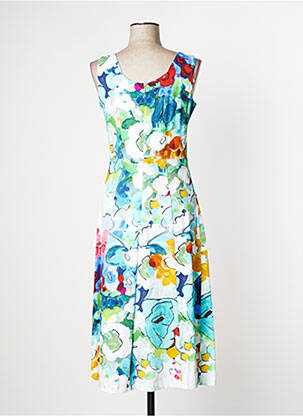 Robe longue imprimé fantaisie sans manche blanc DOLCEZZA femme