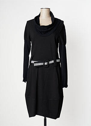 Robe mi-longue manches longues manches longues noir O.K.S femme