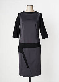 Robe mi-longue manches 3/4 manches 3/4 gris O.K.S femme
