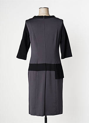 Robe mi-longue manches 3/4 manches 3/4 gris O.K.S femme
