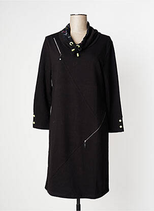 Robe mi-longue manches longues manches longues noir DOLCEZZA femme