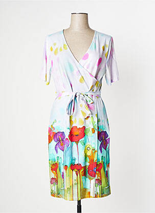 Robe mi-longue manches courtes manches courtes rose DOLCEZZA femme