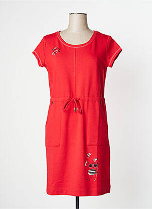 Robe mi-longue manches courtes manches courtes rouge DOLCEZZA femme