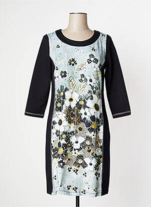 Robe mi-longue manches 3/4 manches 3/4 noir DOLCEZZA femme
