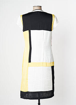 Robe mi-longue manches courtes manches courtes jaune O.K.S femme