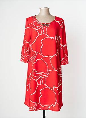 Robe mi-longue coupe fluide manches 3/4 rouge EVALINKA femme