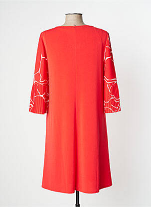 Robe mi-longue coupe fluide manches 3/4 rouge EVALINKA femme