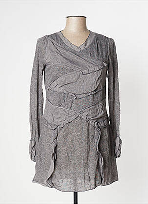 T-shirt imprimé fantaisie manches longues gris O.K.S femme