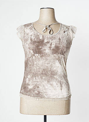 T-shirt stretch manches courtes marron O.K.S femme