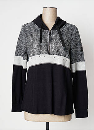 Sweat-shirt à capuche col rond manches longues noir DOLCEZZA femme